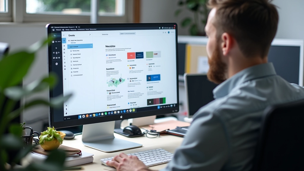 Designsysteem structuur met componenten en stijlgids op monitor