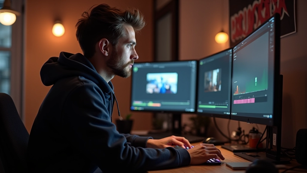 Animatie timeline met transities zichtbaar op scherm in creatieve studio