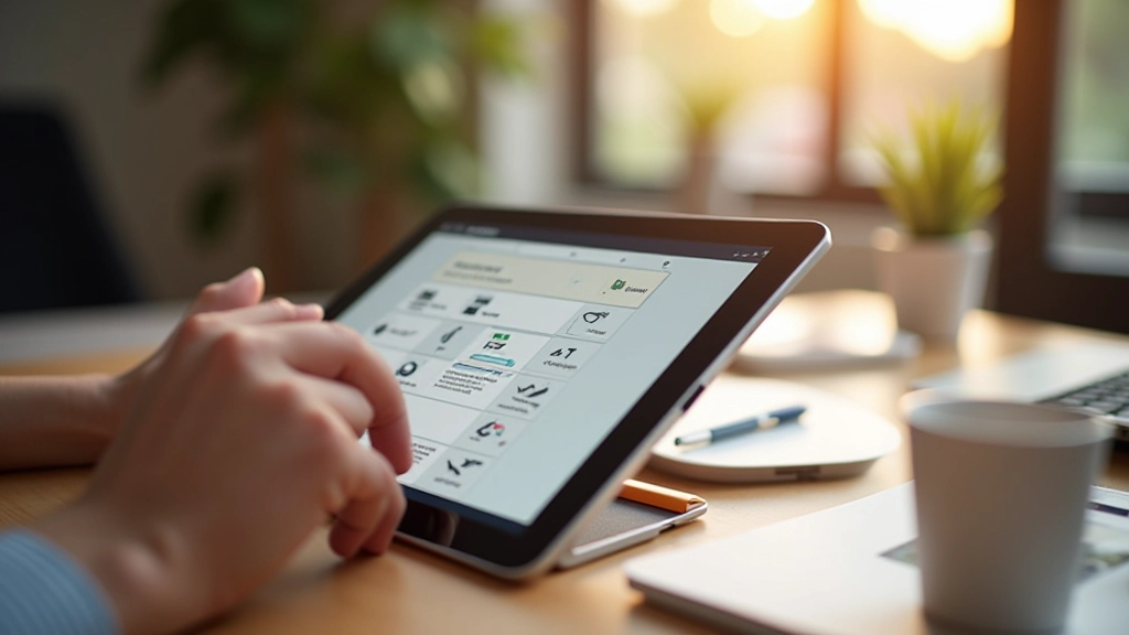 Drag-and-drop interface demonstratie op tablet scherm in kantoor omgeving